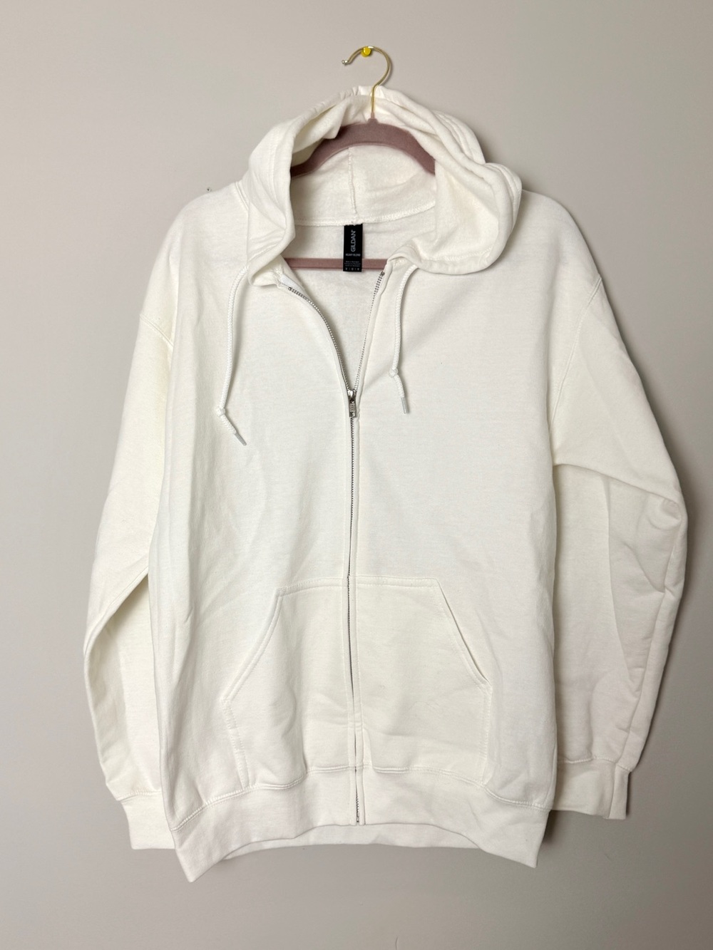 Gildan White Full-Zip Hoodie with Hood and Pockets
